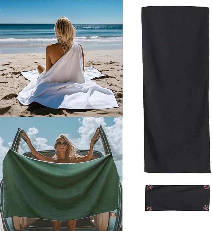 Black magnetic quick-dry beach towel