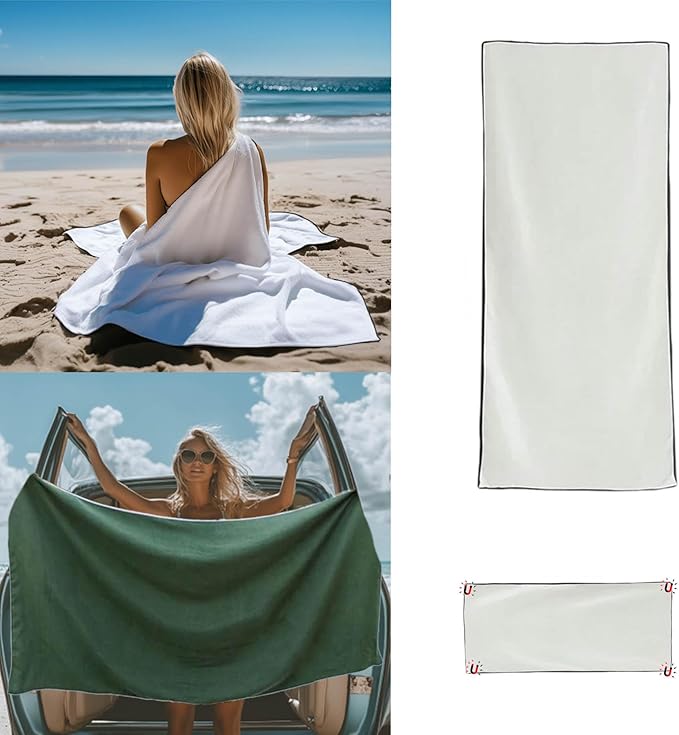White magnetic quick-dry beach towel