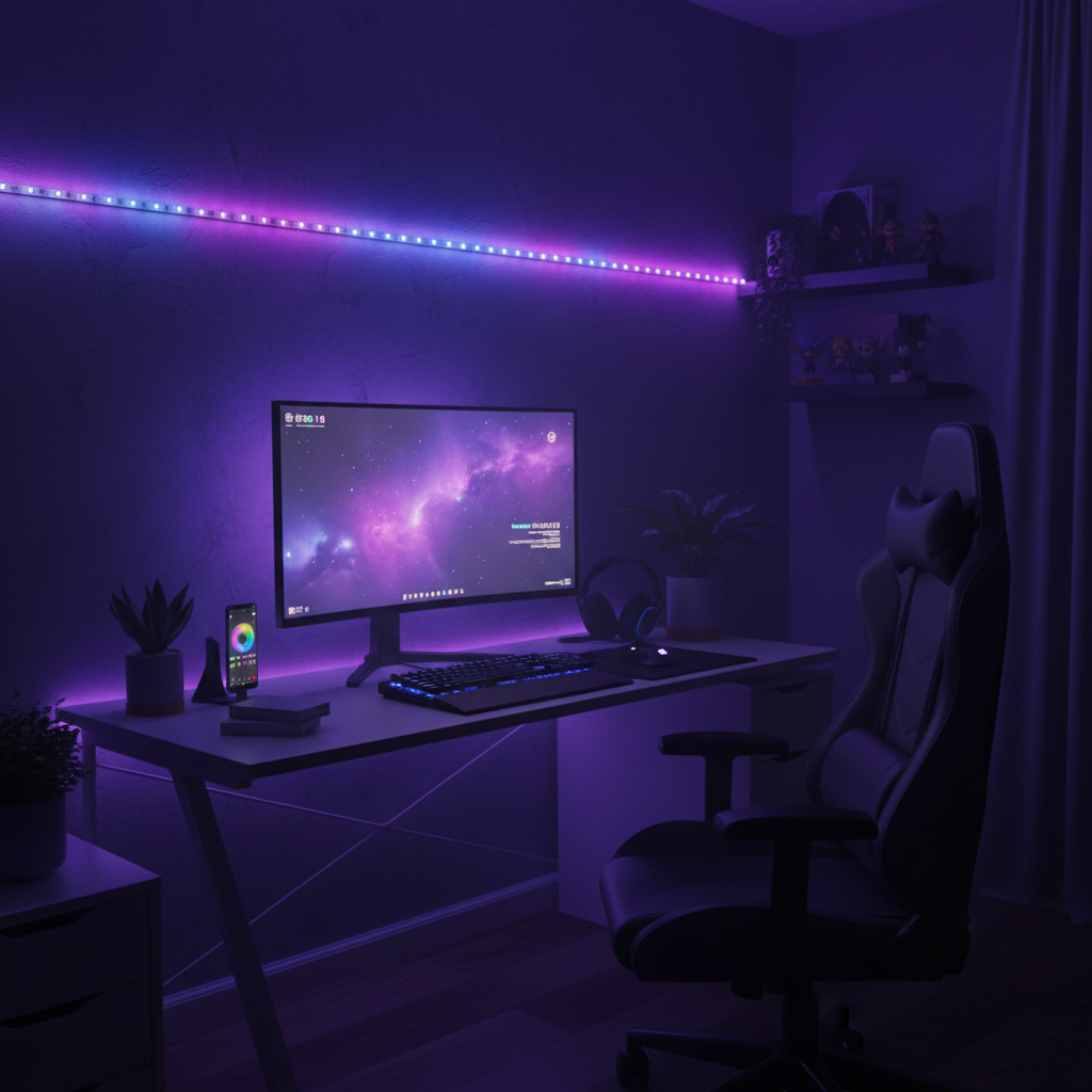 RGB LED Strip Lights – 16 Million Colors, App-Controlled Room Ambiance